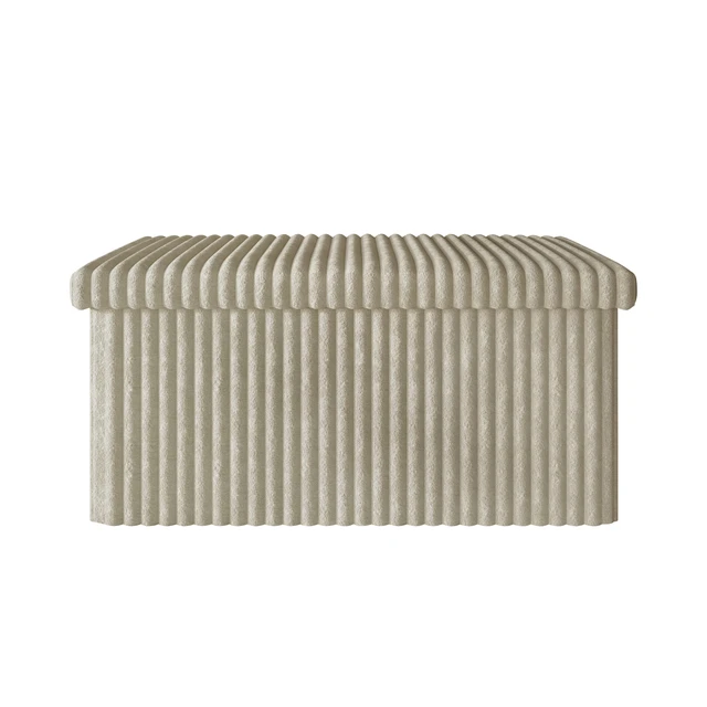 Alt view image 3 of 6 - HMD Florence 30" Upholstered Storage Bench with Folding Design, Hidden Storage & Cushioned Seat Light Beige