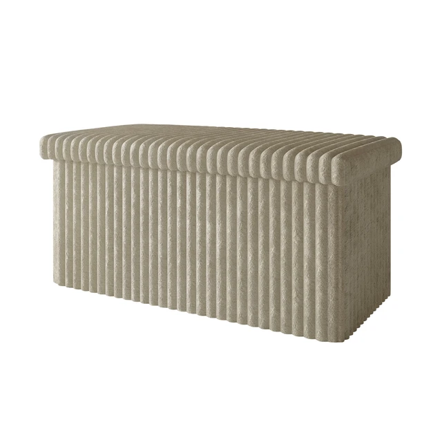 Alt view image 4 of 6 - HMD Florence 30" Upholstered Storage Bench with Folding Design, Hidden Storage & Cushioned Seat Light Beige