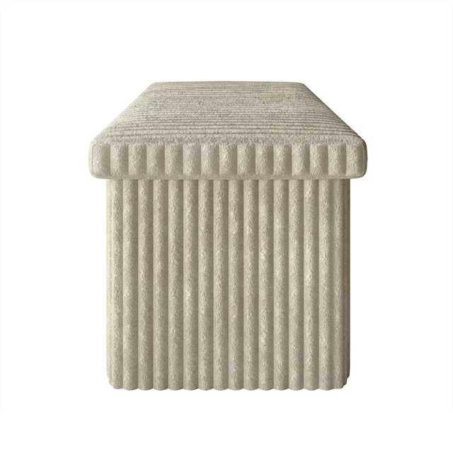 Alt view image 6 of 6 - HMD Florence 30" Upholstered Storage Bench with Folding Design, Hidden Storage & Cushioned Seat Light Beige