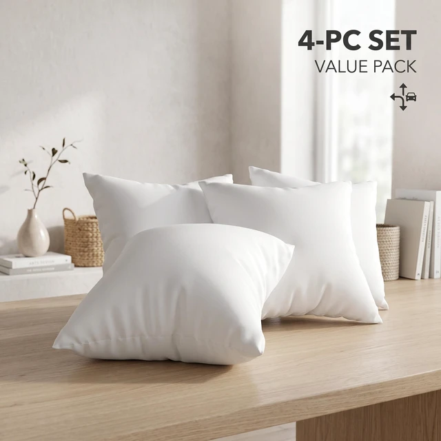 Alt view image 7 of 7 - HMD Calais Decorative Square Pillow Inserts (Set of 4) Soft Inserts for Sofa, Couch & Bedroom Decor