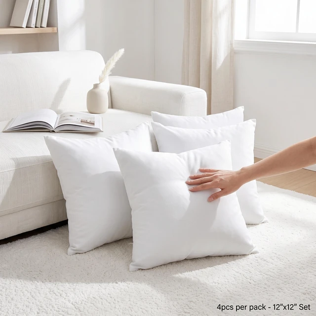 Alt view image 2 of 7 - HMD Calais Decorative Square Pillow Inserts (Set of 4) Soft Inserts for Sofa, Couch & Bedroom Decor