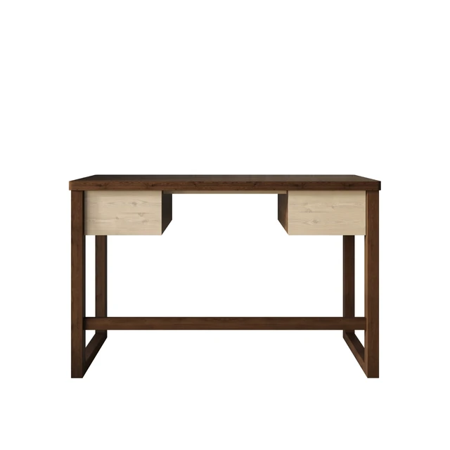 Alt view image 6 of 7 - HMD Dario Modern Wood Writing Desk with Spacious Tabletop & 2 Built-In Drawers, Clean-Lined Design for Home Office, Study & Creative Workspace