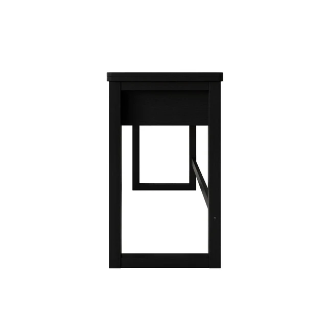 Alt view image 5 of 7 - HMD Dario Modern Wood Writing Desk with Spacious Tabletop & 2 Built-In Drawers, Clean-Lined Design for Home Office, Study & Creative Workspace Black
