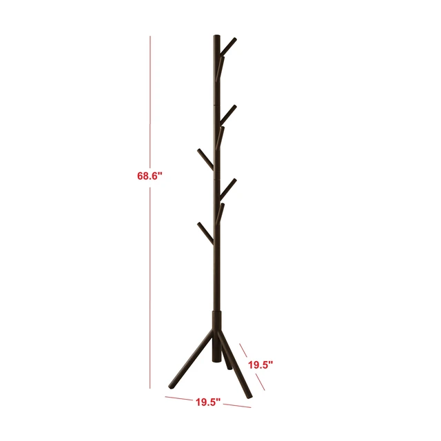 Alt view image 7 of 7 - HMD Houma Freestanding 8-Hook Solid Wood Coat Rack for Entryway, Bedroom & Home Organization, Easy Assembly