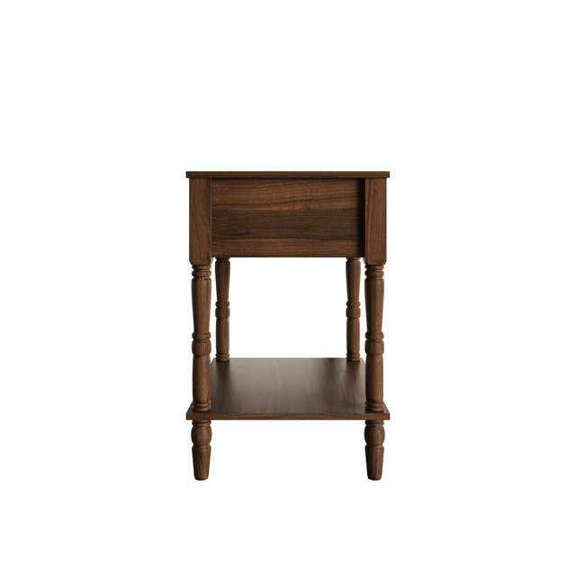 Alt view image 4 of 7 - HMD Rumford 1-Drawer Nightstand Modern Wooden Bedside Table with Storage, Open Shelf & Natural Woodgrain Finish