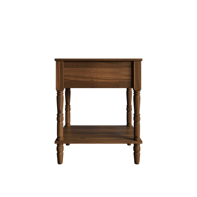 Alt view image 5 of 7 - HMD Rumford 1-Drawer Nightstand Modern Wooden Bedside Table with Storage, Open Shelf & Natural Woodgrain Finish