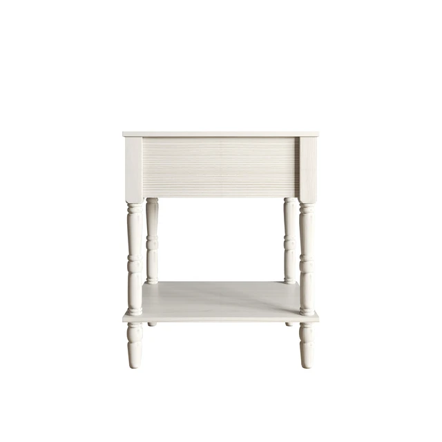 Alt view image 4 of 7 - HMD Rumford 1-Drawer Nightstand Modern Wooden Bedside Table with Storage, Open Shelf & Natural Woodgrain Finish Light Gray