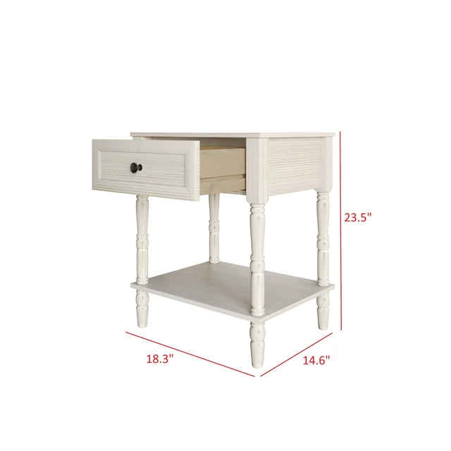 Alt view image 7 of 7 - HMD Rumford 1-Drawer Nightstand Modern Wooden Bedside Table with Storage, Open Shelf & Natural Woodgrain Finish Light Gray