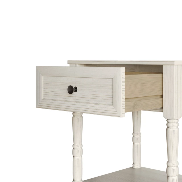 Alt view image 5 of 7 - HMD Rumford 1-Drawer Nightstand Modern Wooden Bedside Table with Storage, Open Shelf & Natural Woodgrain Finish Light Gray