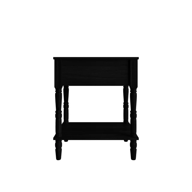 Alt view image 5 of 7 - HMD Rumford 1-Drawer Nightstand Modern Wooden Bedside Table with Storage, Open Shelf & Natural Woodgrain Finish Black