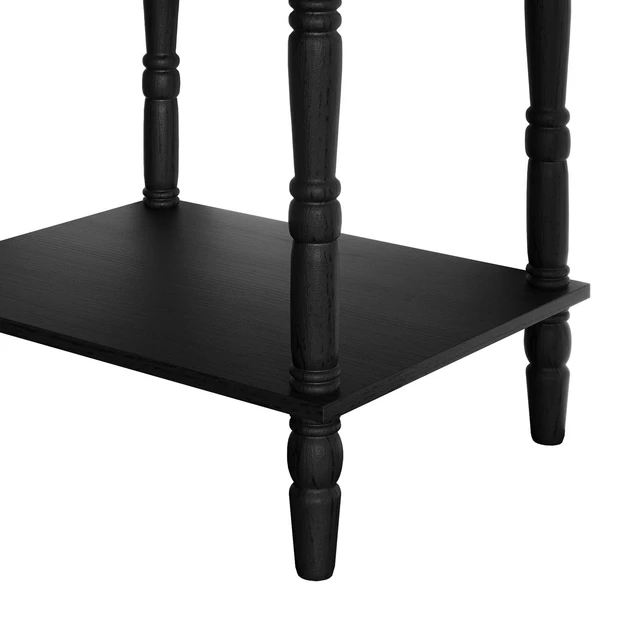Alt view image 7 of 7 - HMD Rumford 1-Drawer Nightstand Modern Wooden Bedside Table with Storage, Open Shelf & Natural Woodgrain Finish Black