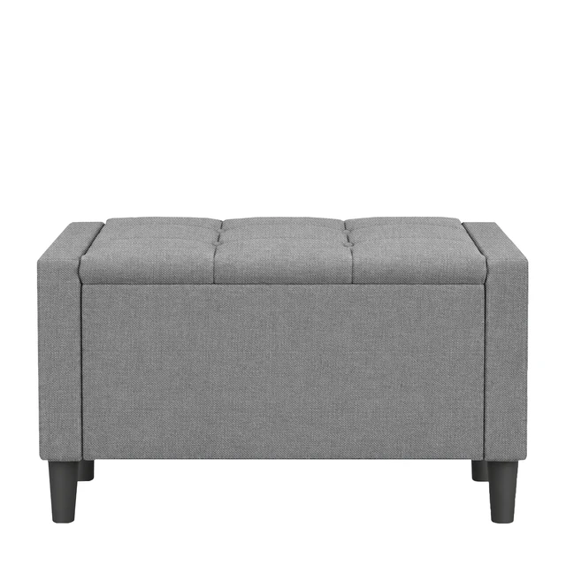 Alt view image 3 of 7 - HMD Braylen Upholstered Button-Tufted Flip-Top Storage Bench Gray 29"inch
