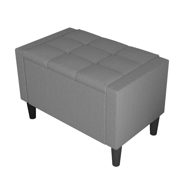 Alt view image 4 of 7 - HMD Braylen Upholstered Button-Tufted Flip-Top Storage Bench Gray 29"inch