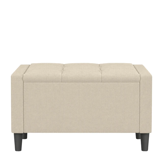 Alt view image 4 of 7 - HMD Braylen Upholstered Button-Tufted Flip-Top Storage Bench Beige 29"inch