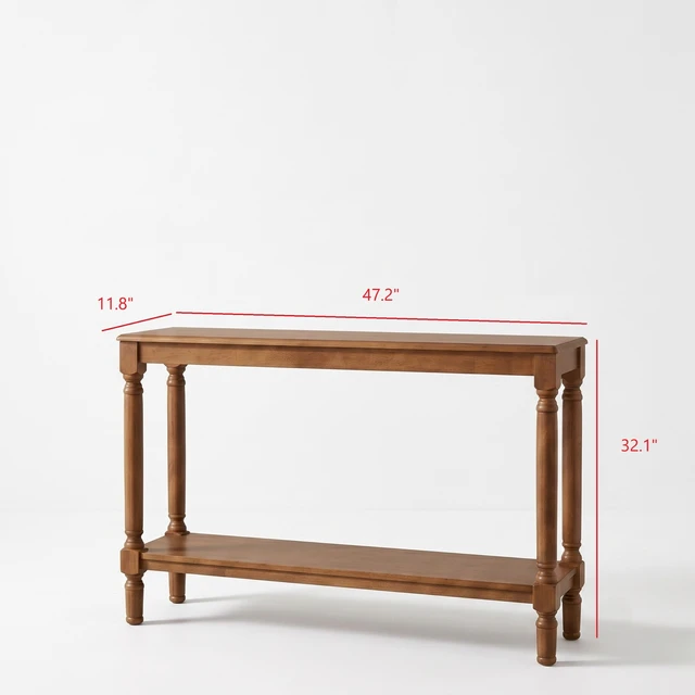 Alt view image 7 of 7 - HMD Giuseppe 47-Inch Wooden Console Table with Lower Display Shelf, Turned Legs, Classic Traditional Design, and Easy Assembly, Brown