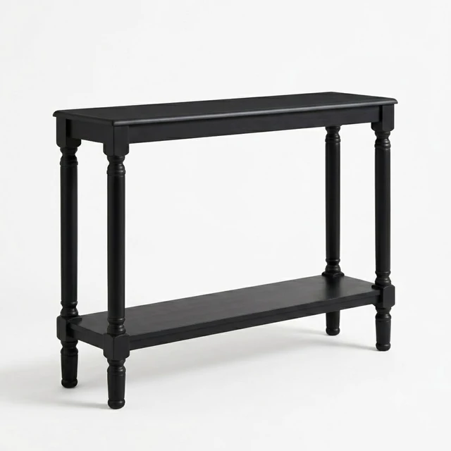 Alt view image 4 of 7 - HMD Giuseppe 47-Inch Wooden Console Table with Lower Display Shelf, Turned Legs, Classic Traditional Design, and Easy Assembly, Black