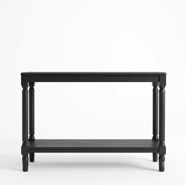 Alt view image 3 of 7 - HMD Giuseppe 47-Inch Wooden Console Table with Lower Display Shelf, Turned Legs, Classic Traditional Design, and Easy Assembly, Black
