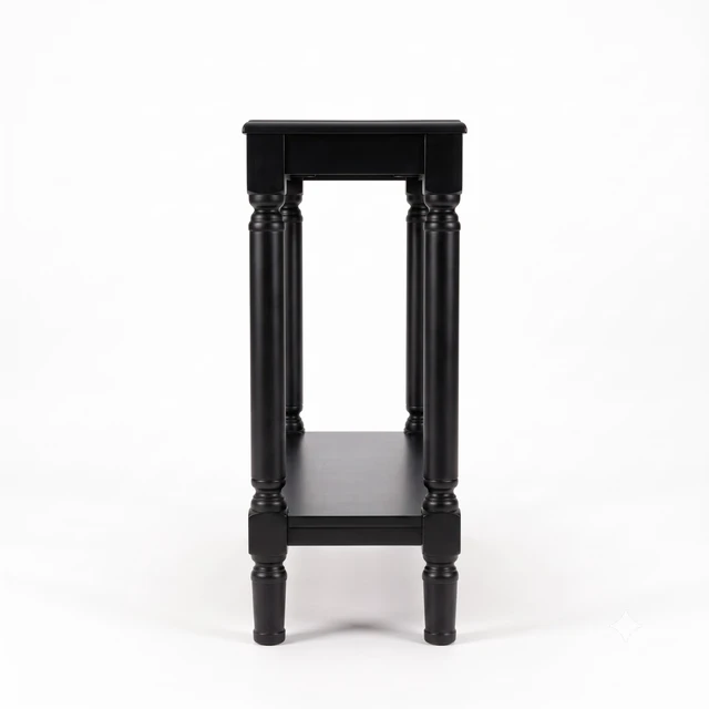 Alt view image 5 of 7 - HMD Giuseppe 47-Inch Wooden Console Table with Lower Display Shelf, Turned Legs, Classic Traditional Design, and Easy Assembly, Black