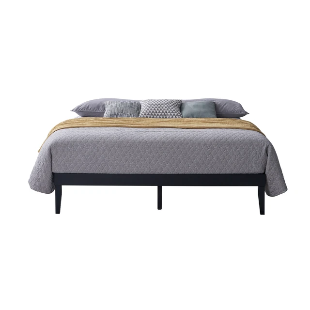 Alt view image 3 of 6 - HMD Zion Solid Wood Platform Bed Frame with Slatted Support System, Center Support Legs, and Durable Solid Wood Construction, No Box Spring Required Black Twin
