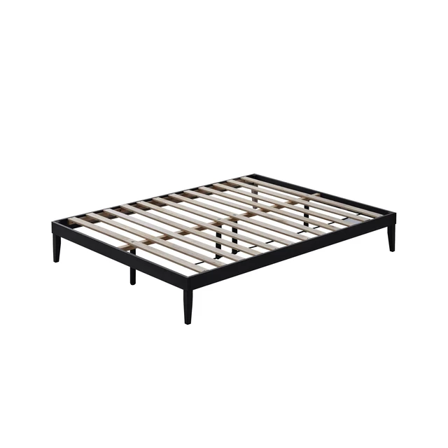 Alt view image 5 of 6 - HMD Zion Solid Wood Platform Bed Frame with Slatted Support System, Center Support Legs, and Durable Solid Wood Construction, No Box Spring Required Black Twin