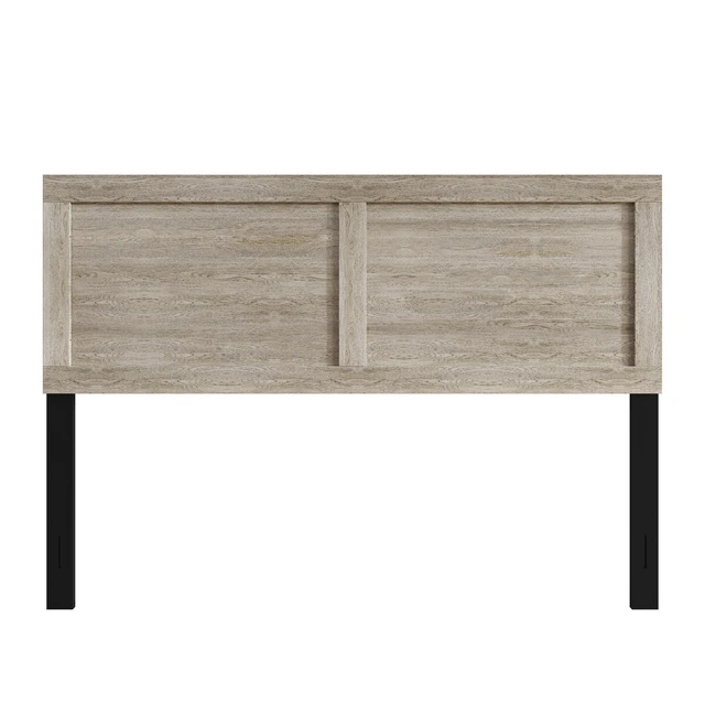 Alt view image 3 of 7 - HMD Yakima Modern Wood Panel Headboard with Adjustable Black Metal Legs, Natural Wood-Grain Finish and Contemporary Bedroom Design
