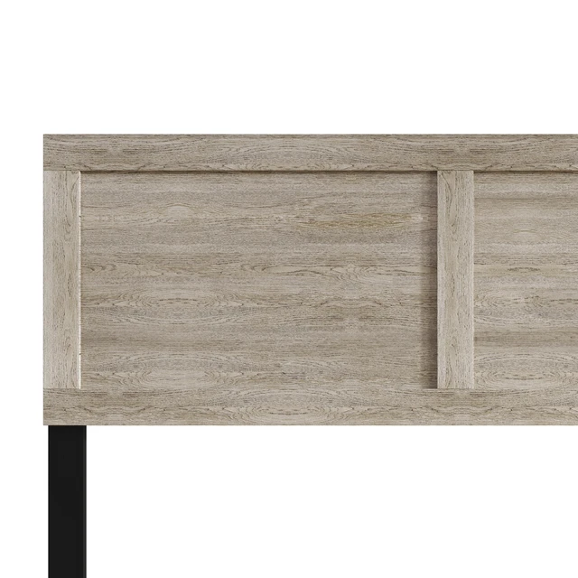 Alt view image 7 of 7 - HMD Yakima Modern Wood Panel Headboard with Adjustable Black Metal Legs, Natural Wood-Grain Finish and Contemporary Bedroom Design