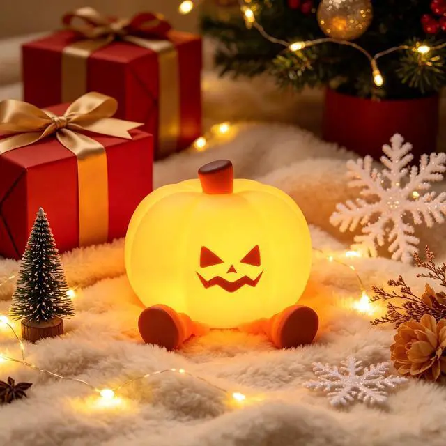 Alt view image 9 of 14 - Generic Brand Pumpkin Night Light Halloween Night Light with Timer Soft Squeezable Touch Lamp Rechargeable Dimmable Cute Lamp Bedroom Desk Decor Halloween Decor Gifts