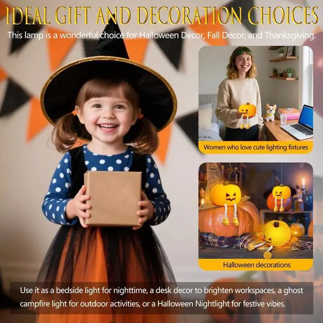 Alt view image 12 of 14 - Generic Brand Pumpkin Night Light Halloween Night Light with Timer Soft Squeezable Touch Lamp Rechargeable Dimmable Cute Lamp Bedroom Desk Decor Halloween Decor Gifts