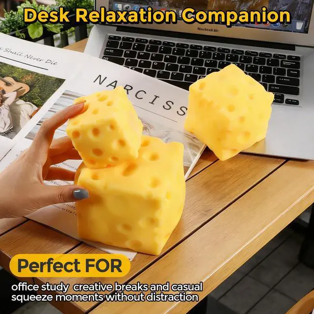 Alt view image 3 of 6 - Big Cheese Squishy (10cm), Jumbo Squishy Cheese Block Stress Relief Fidget Toy,Large Size Viral Squeeze Toys for Holiday & Birthday Gifts (4 Inch)