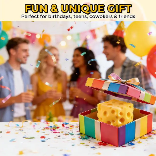 Alt view image 6 of 6 - Big Cheese Squishy (10cm), Jumbo Squishy Cheese Block Stress Relief Fidget Toy,Large Size Viral Squeeze Toys for Holiday & Birthday Gifts (4 Inch)