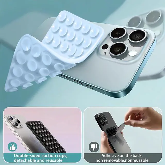 Alt view image 3 of 6 - Silicone Double-Sided Suction Cup Phone Case Detachable Mount, Sticky Phone Grip Hands-Free Accessories for Selfies & Videos, Trending TikTok Items for iPhone & Android, 2 Pack Baby Pink