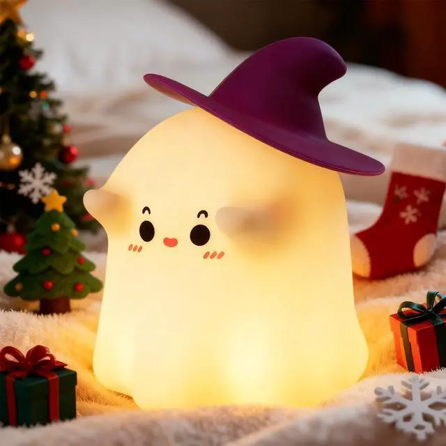 Main image of Ghost Night Light, Dimmable Halloween Nightlight Room Desk Décor | Rechargeable;Warm White; Tap Control Silicone Cute Ghost Lamp for Nursery Kid Girl Women Halloween Bedroom Bedside Decoration