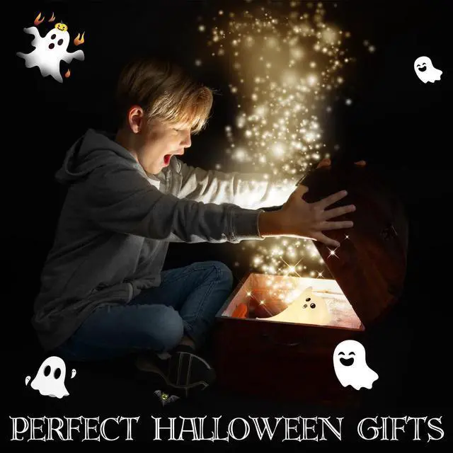 Alt view image 3 of 7 - Generic Brand Cute Halloween Ghost Night Light Rechargeable Squishy Silicone Touch Cordless Dimmable Spooky Nightlight for Nursery Bedroom Halloween Gifts Party Decor