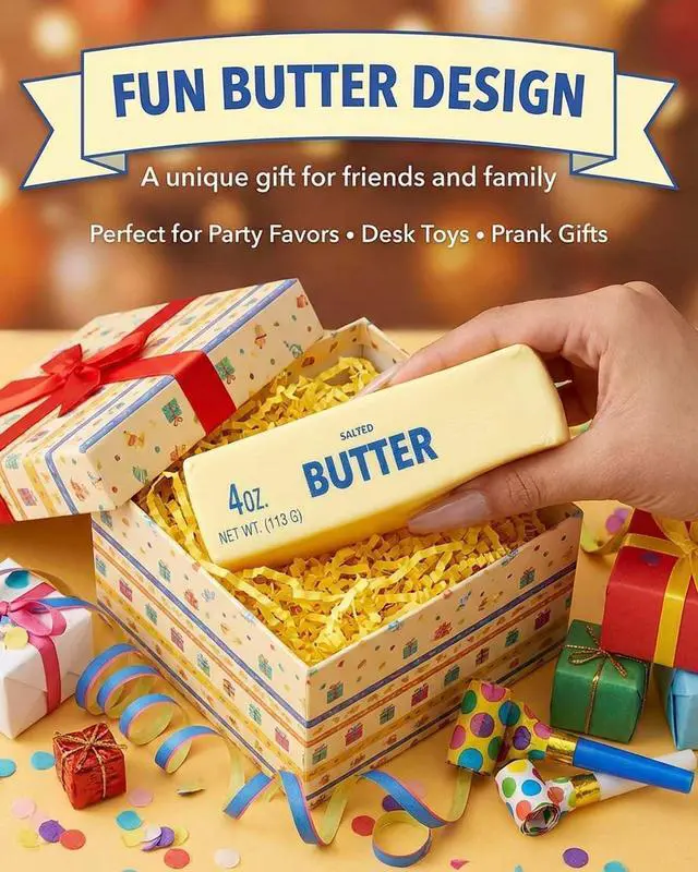 Alt view image 7 of 7 - 3 PCS Butter Squishy Toys, Super Soft Butter-Shaped Slow Rising Squishy, Sticky Butter Sticks Squeeze Toys, Realistic Food Squishies Fidget Toys for Decompression Anxiety Relaxation