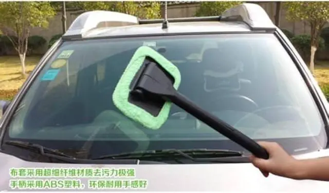 Alt view image 3 of 7 - Generic Brand 3PCS Windshield Cleaning Tool Car Window Cleaner with Reusable Washable Microfiber Pads and Extendable Handle Auto Inside Glass Wiper Kit