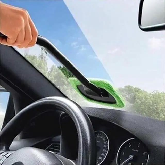 Alt view image 2 of 7 - Generic Brand 3PCS Windshield Cleaning Tool Car Window Cleaner with Reusable Washable Microfiber Pads and Extendable Handle Auto Inside Glass Wiper Kit