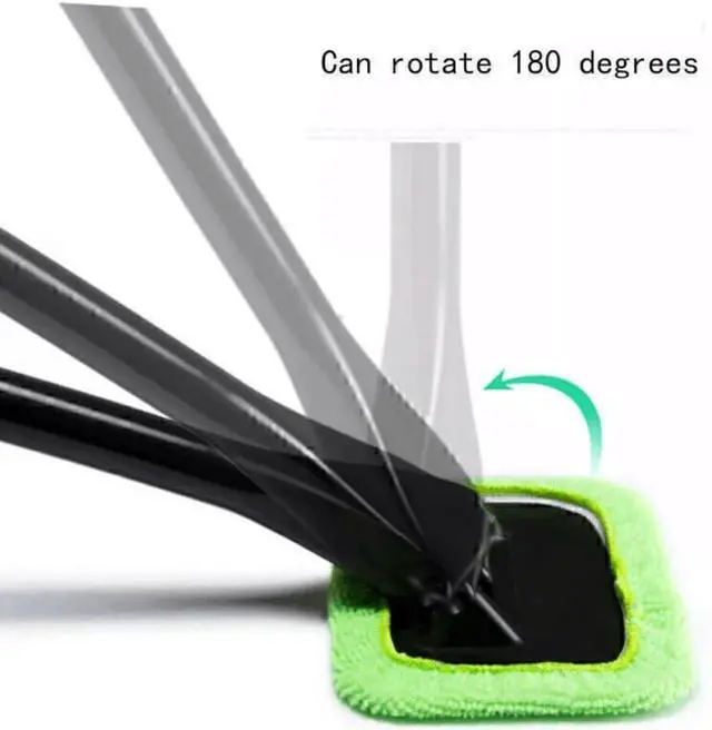 Alt view image 4 of 7 - Generic Brand 3PCS Windshield Cleaning Tool Car Window Cleaner with Reusable Washable Microfiber Pads and Extendable Handle Auto Inside Glass Wiper Kit