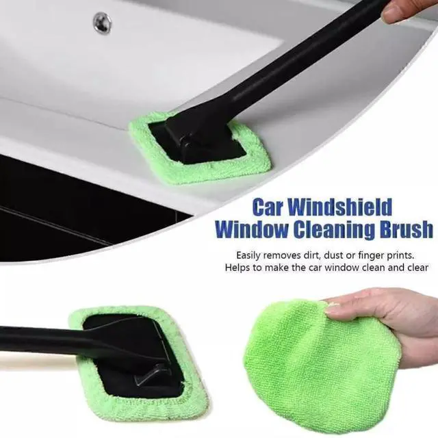 Alt view image 5 of 7 - Generic Brand 3PCS Windshield Cleaning Tool Car Window Cleaner with Reusable Washable Microfiber Pads and Extendable Handle Auto Inside Glass Wiper Kit