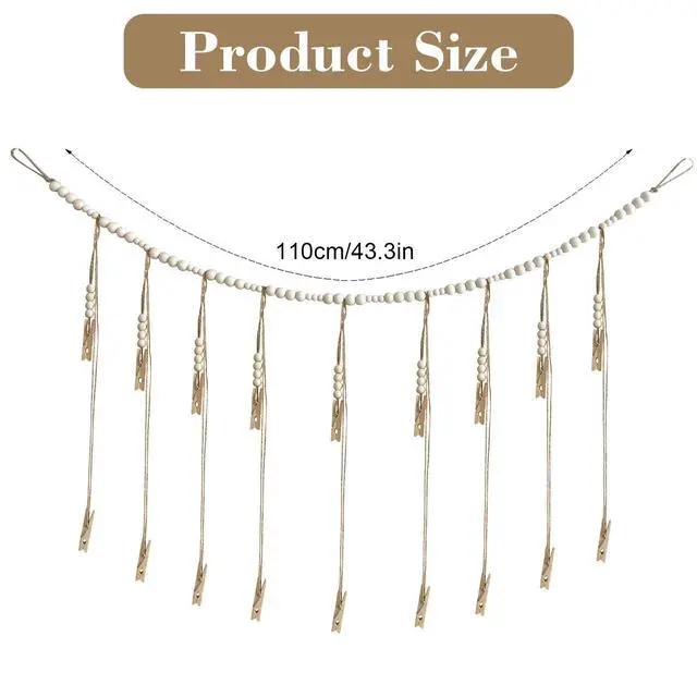 Alt view image 2 of 7 - Photo Hanging Display Wall Decor, Photo String With 18 Wooden Clips For Show Happy Moments, For Bedroom Living Room Home Study Baby Room Dormitory Teen Girls Gifts