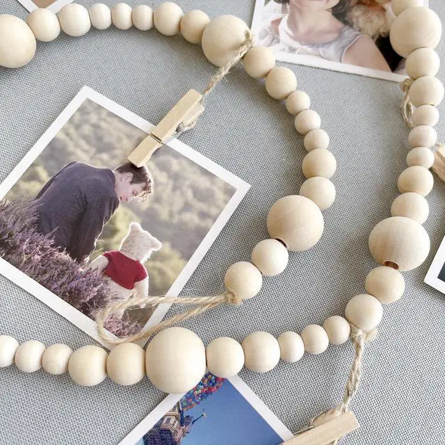 Alt view image 2 of 7 - 2PCS Photo Hanging Display Wall Decor, Photo String With 14 Wooden Clips For Show Happy Moments, For Bedroom Living Room Home Study Baby Room Dormitory Teen Girls Gifts