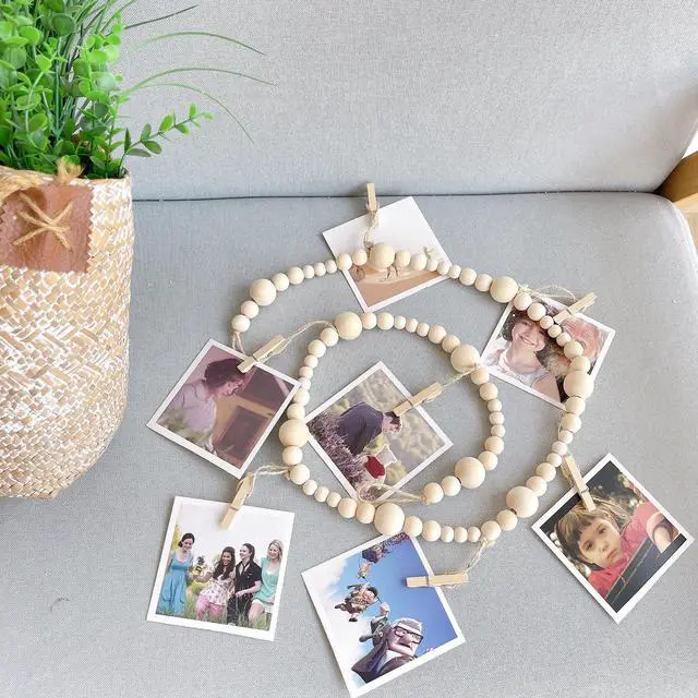 Alt view image 3 of 7 - 2PCS Photo Hanging Display Wall Decor, Photo String With 14 Wooden Clips For Show Happy Moments, For Bedroom Living Room Home Study Baby Room Dormitory Teen Girls Gifts