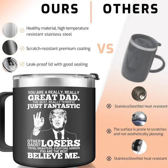 Alt view image 4 of 7 - Fathers Day Dad Gifts from Daughter Son,Christmas Birthday Gifts for Step Dads Father in Law Him Bonus Daddy,Gift for Men Papa Grandpa Uncle Stepdad,14 oz Black Tumbler Mug