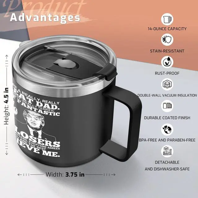 Alt view image 3 of 7 - Fathers Day Dad Gifts from Daughter Son,Christmas Birthday Gifts for Step Dads Father in Law Him Bonus Daddy,Gift for Men Papa Grandpa Uncle Stepdad,14 oz Black Tumbler Mug