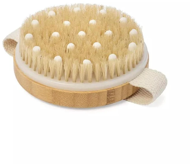 Alt view image 3 of 7 - Dry Brushing Body Brush | Lymphatic Drainage, Dry Skin, Cellulite, Blood Circulation, Exfoliating Natural Bristles and Massage Nodes