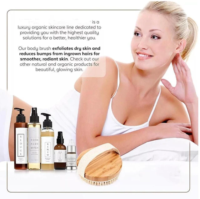 Alt view image 6 of 7 - Dry Brushing Body Brush | Lymphatic Drainage, Dry Skin, Cellulite, Blood Circulation, Exfoliating Natural Bristles and Massage Nodes