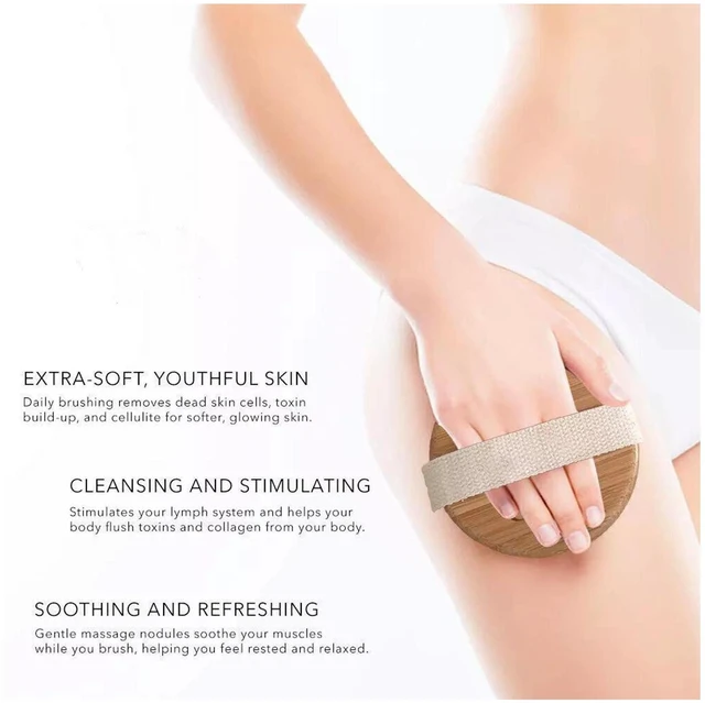 Alt view image 7 of 7 - Dry Brushing Body Brush | Lymphatic Drainage, Dry Skin, Cellulite, Blood Circulation, Exfoliating Natural Bristles and Massage Nodes
