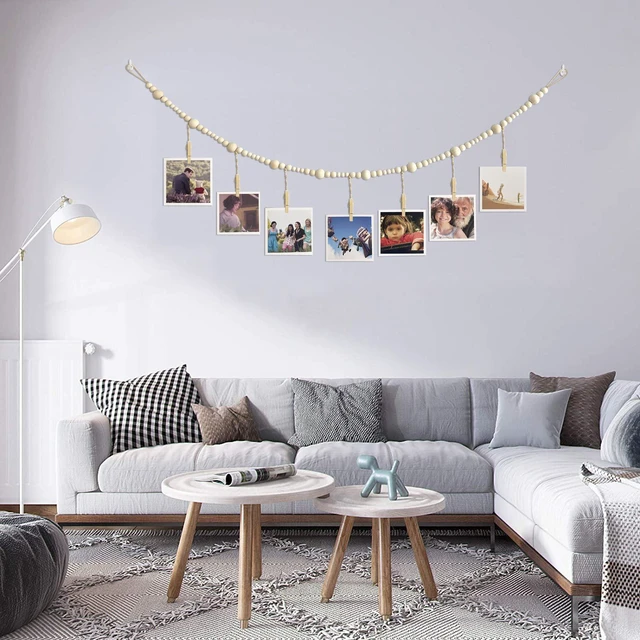 Alt view image 5 of 7 - Generic Brand Photo Hanging Display Wall Decor with Photo String and 7 Wooden Clips, Show Happy Moments, Bedroom Living Room Home Study Baby Room Dormitory Decor, Ideal Gift for Teens