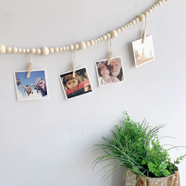 Alt view image 6 of 7 - Generic Brand Photo Hanging Display Wall Decor with Photo String and 7 Wooden Clips, Show Happy Moments, Bedroom Living Room Home Study Baby Room Dormitory Decor, Ideal Gift for Teens