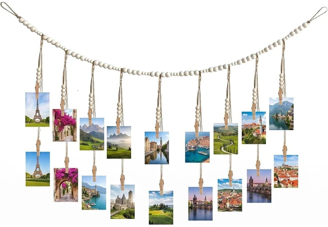 Main image of Photo Hanging Display Wall Decor, Photo String With 18 Wooden Clips For Show Happy Moments, For Bedroom Living Room Home Study Baby Room Dormitory Teen Girls Gifts