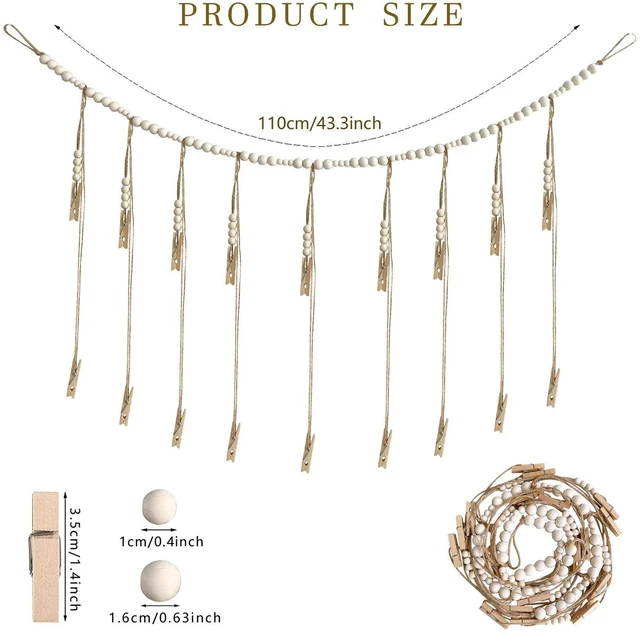 Alt view image 2 of 7 - Photo Hanging Display Wall Decor, Photo String With 18 Wooden Clips For Show Happy Moments, For Bedroom Living Room Home Study Baby Room Dormitory Teen Girls Gifts
